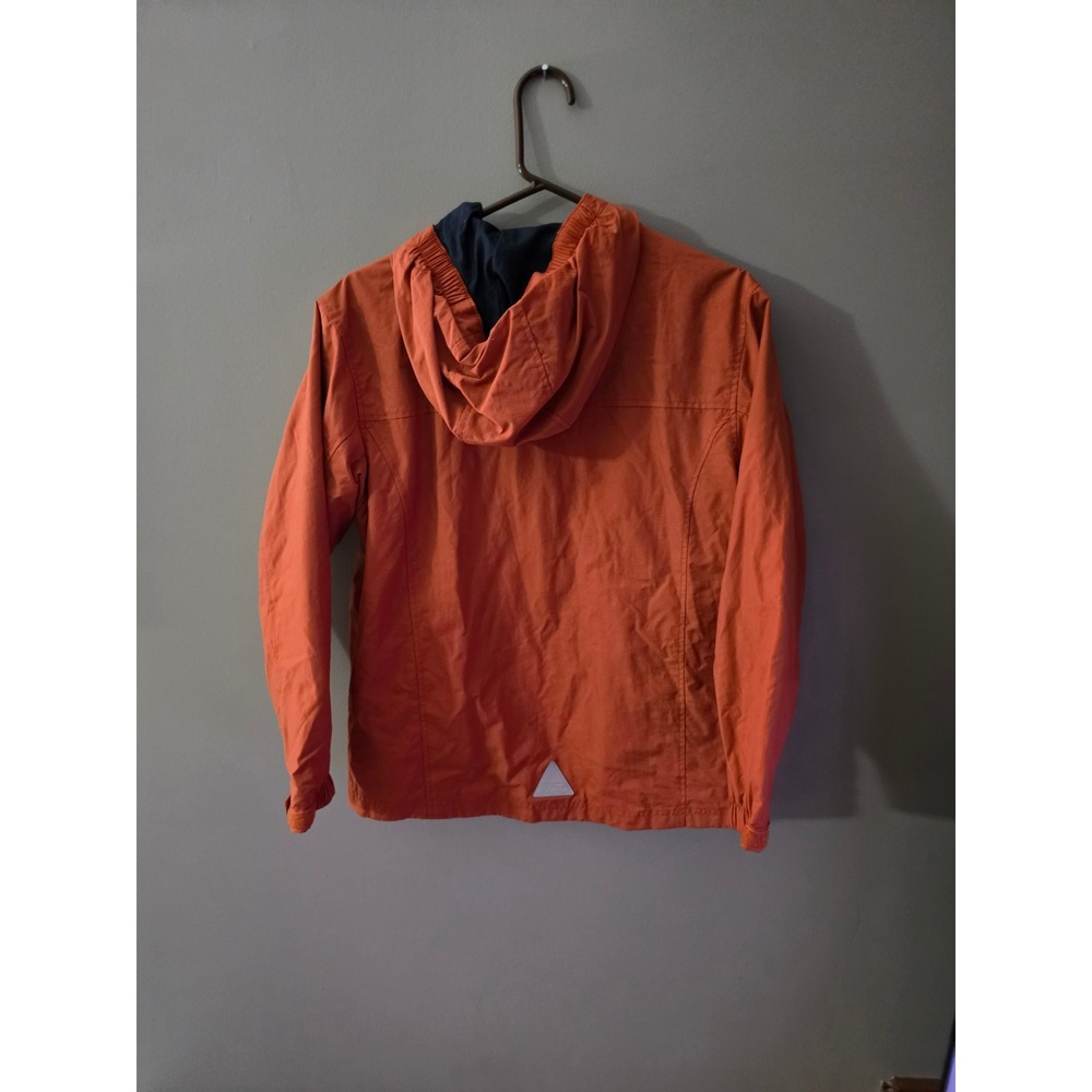 LL Bean Hooded Windbreaker Jacket Orange Full Zip Reflective Logo 2169697